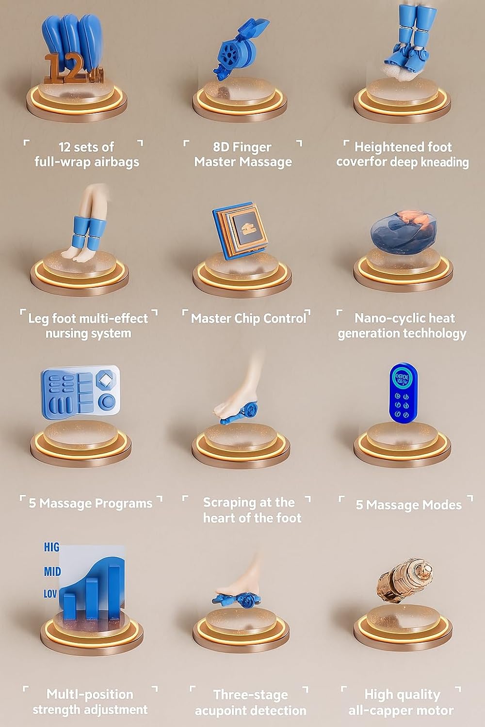 Ozone 2 in 1 Foot and Leg Massager (Black)