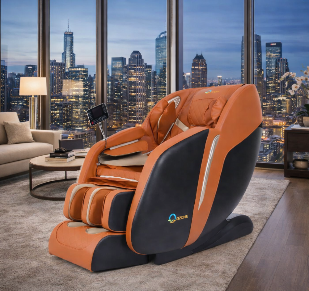 OZONE 4D Zeus Full Body Massage Chair (Brown-Orange)